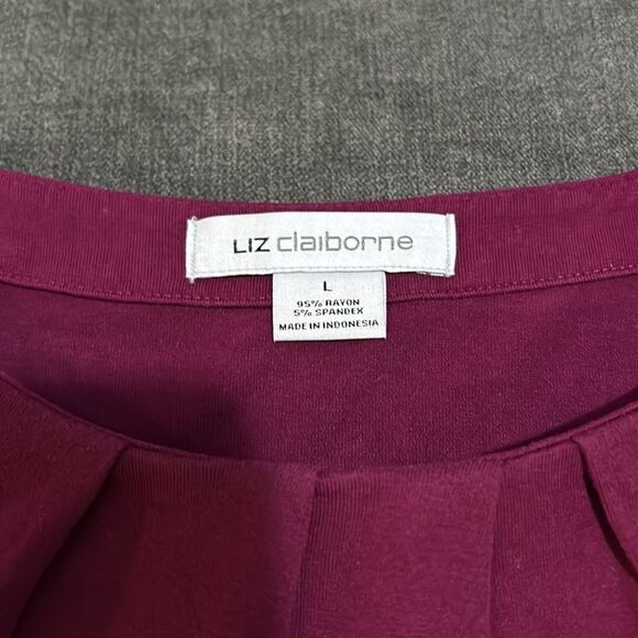 Liz Claiborne 3/4 Sleeve Shirt-Maroon Size Large - Picture 2 of 3